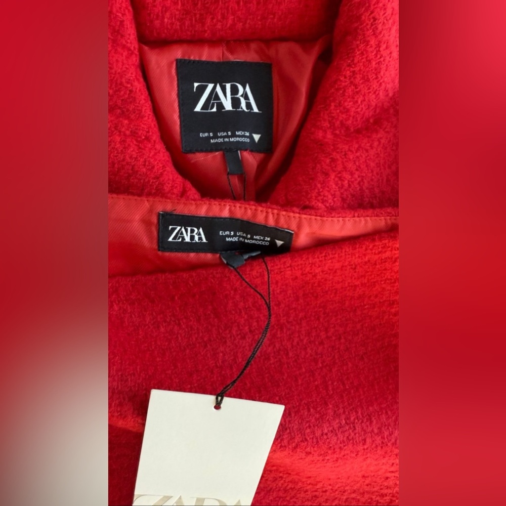 Zara Vibrant Red Jacket and Skirt Ensemble - Picture 5 of 12